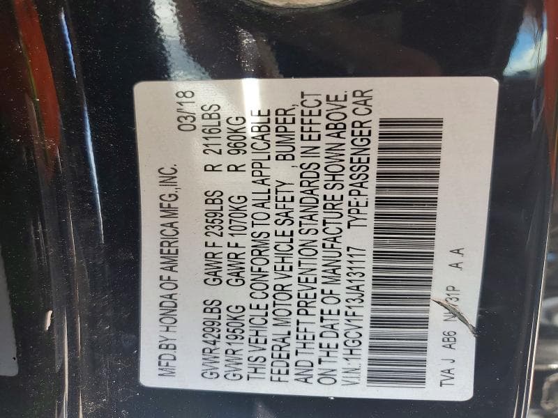 2018 HONDA ACCORD LX 12