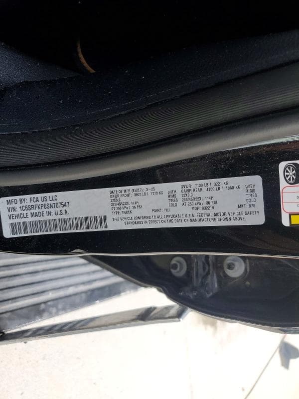 2025 RAM 1500 TUNGSTEN 12