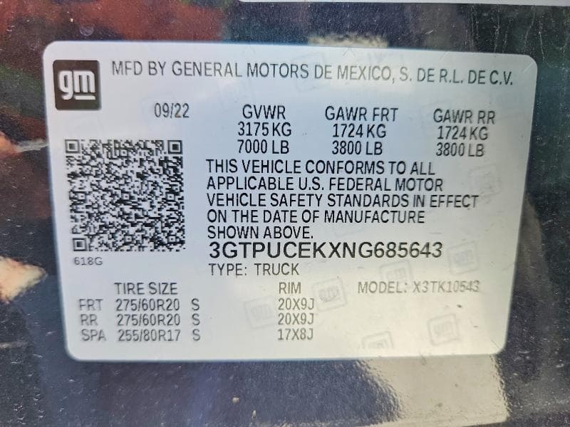 2022 GMC SIERRA K1500 ELEVATION 12
