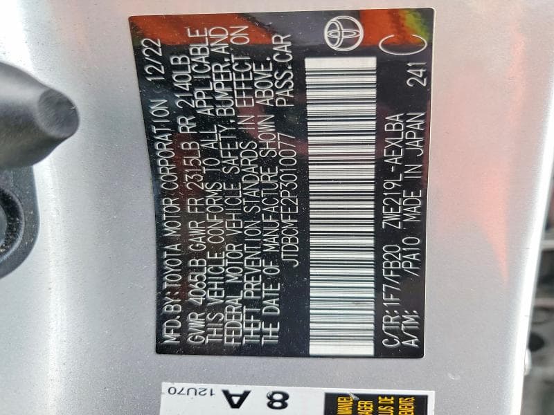 2023 TOYOTA COROLLA HYBRID LE 12