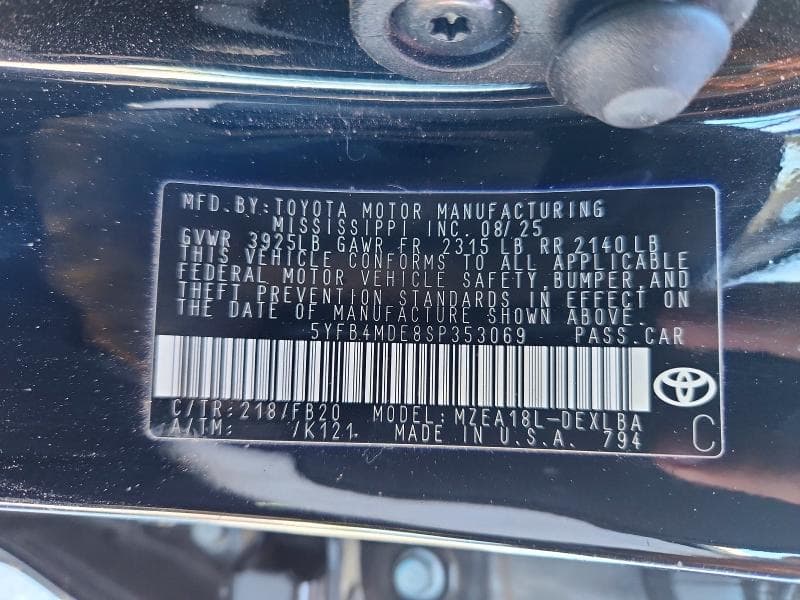 2025 TOYOTA COROLLA LE 13
