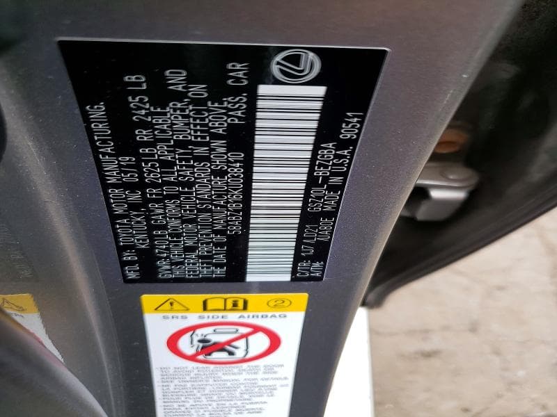 2019 LEXUS ES 350 12