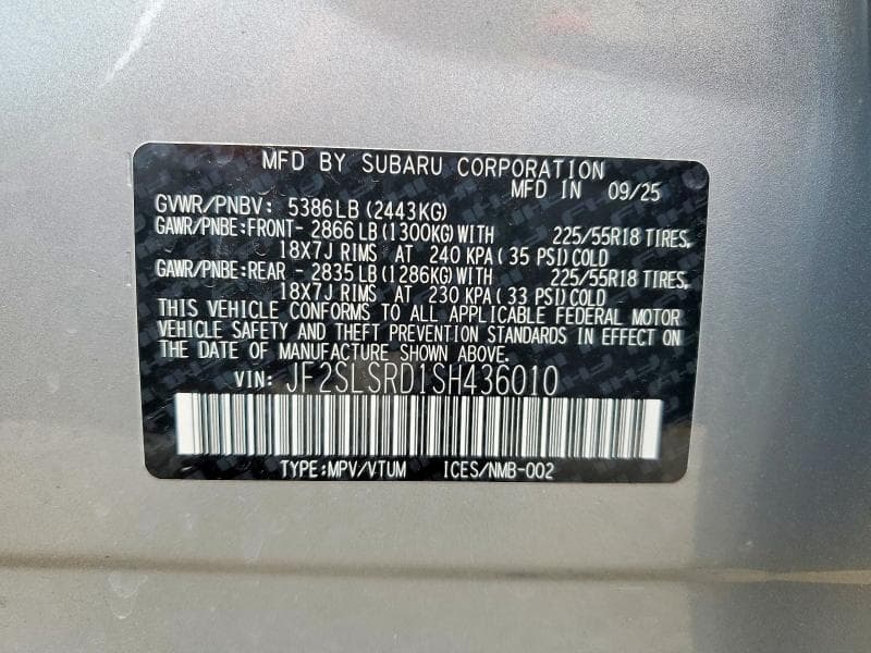2025 SUBARU FORESTER LIMITED 13