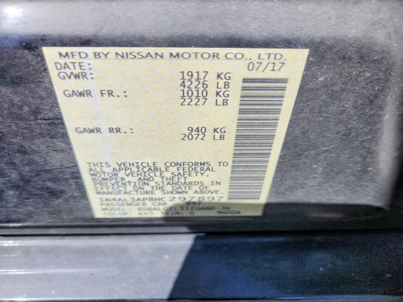 2017 NISSAN ALTIMA 2.5 S 13