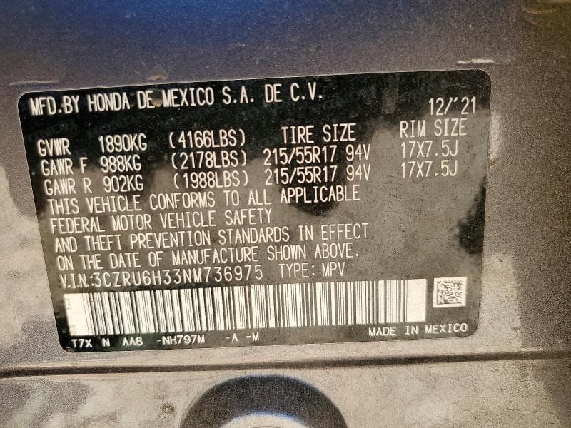 2022 HONDA HR-V LX 14