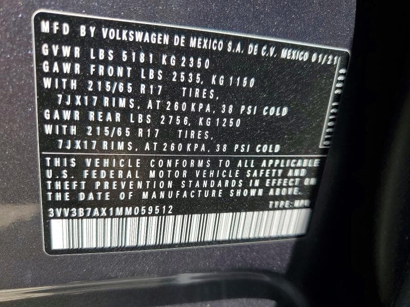 2021 VOLKSWAGEN TIGUAN SE 13