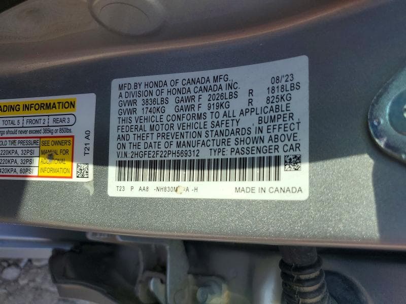 2023 HONDA CIVIC LX 12