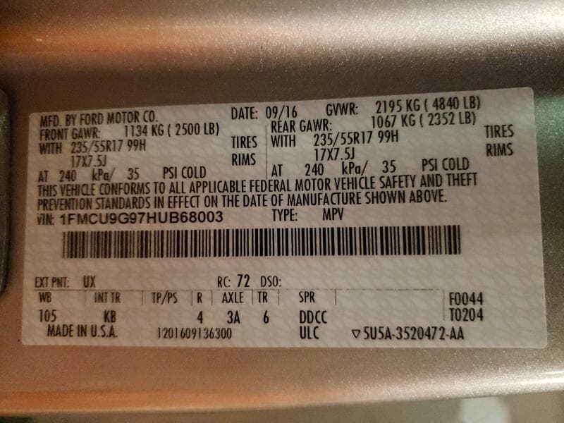 2017 FORD ESCAPE SE 13