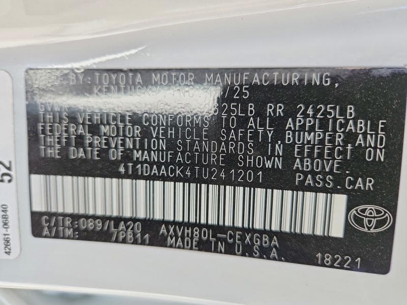 2026 TOYOTA CAMRY XLE 12