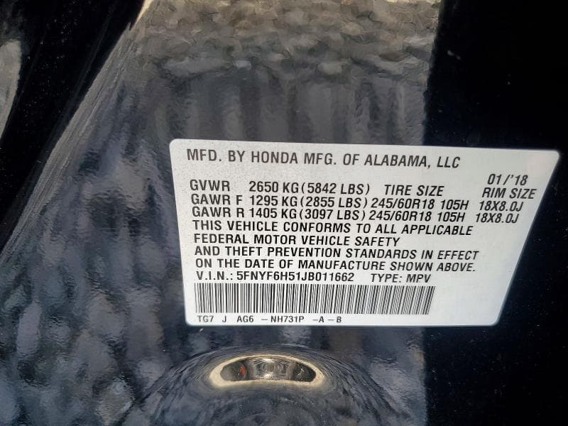 2018 HONDA PILOT EXL 14