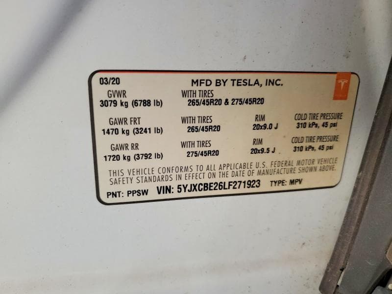 2020 TESLA MODEL X 13