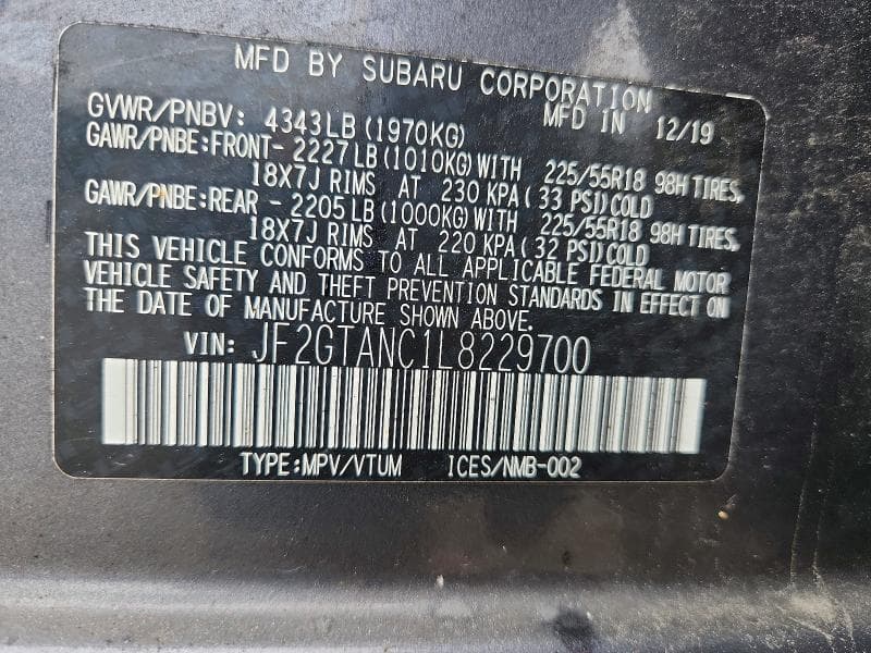 2020 SUBARU CROSSTREK LIMITED 14