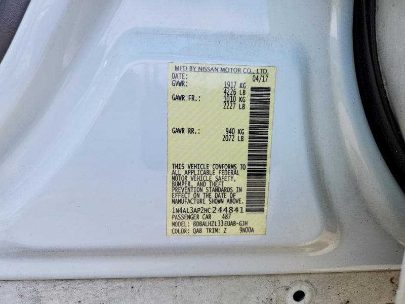 2017 NISSAN ALTIMA 2.5 SR 12