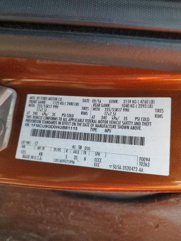 2017 FORD ESCAPE SE 13