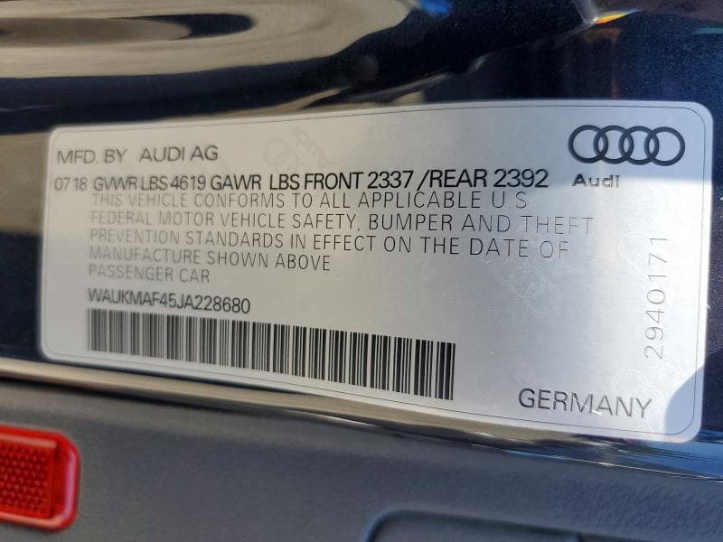 2018 AUDI A4 PREMIUM 12