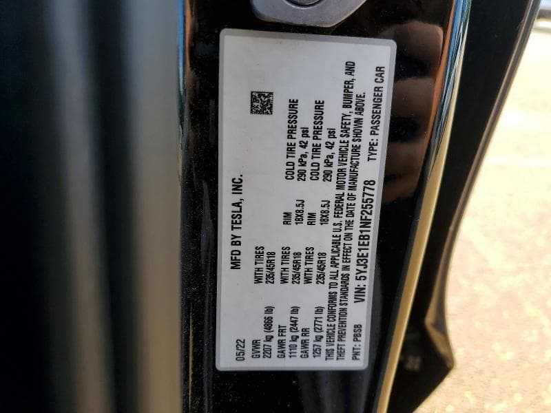 2022 TESLA MODEL 3 12