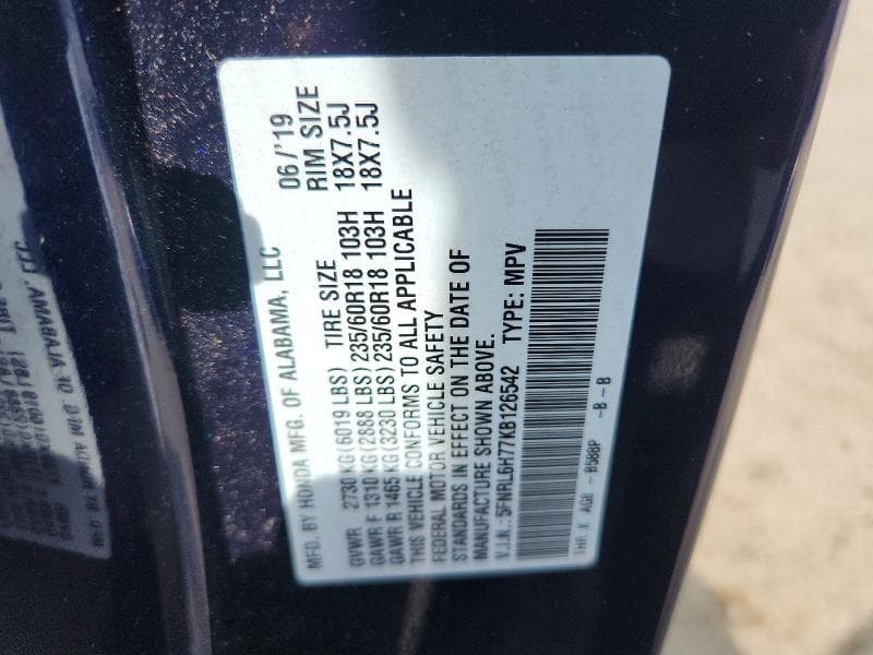 2019 HONDA ODYSSEY EXL 13
