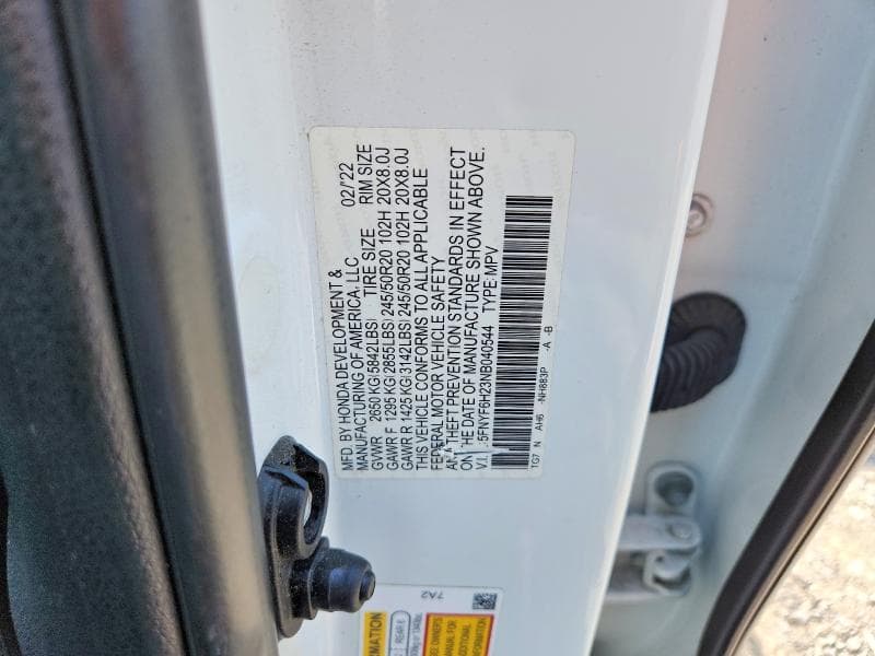 2022 HONDA PILOT SE 13