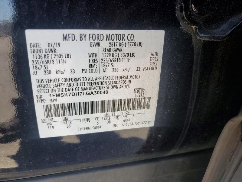 2020 FORD EXPLORER XLT 13