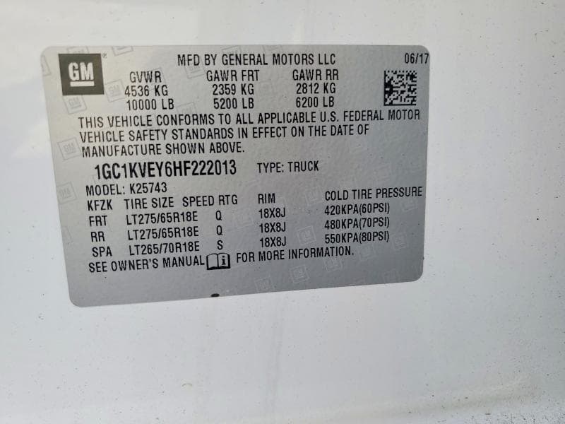 2017 CHEVROLET SILVERADO K2500 HEAVY DUTY LT 12