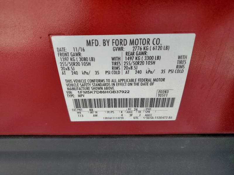 2017 FORD EXPLORER XLT 13