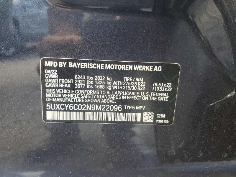 2022 BMW X6 XDRIVE40I 14