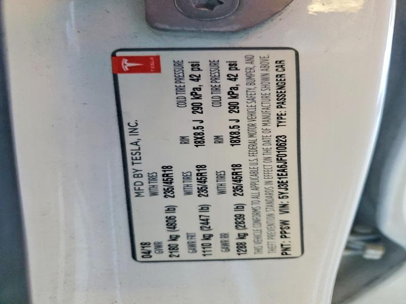 2018 TESLA MODEL 3 12