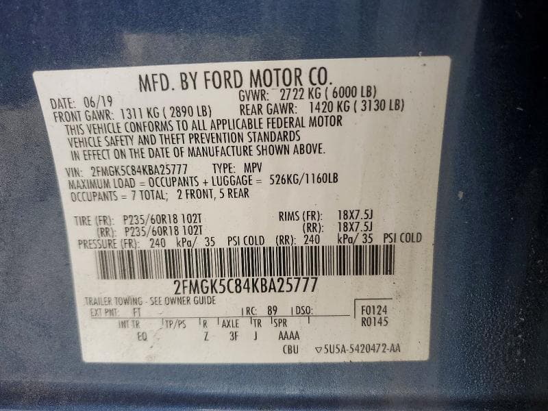 2019 FORD FLEX SEL 13