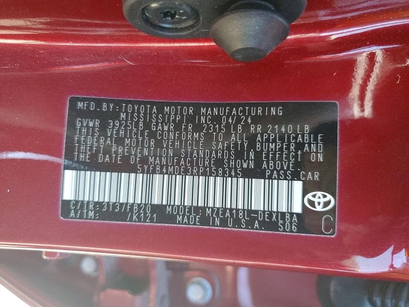 2024 TOYOTA COROLLA LE 12