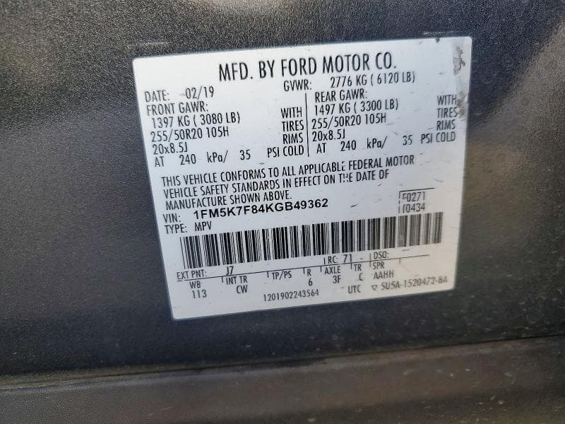 2019 FORD EXPLORER LIMITED 13