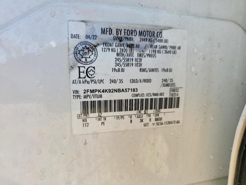2022 FORD EDGE TITANIUM 12