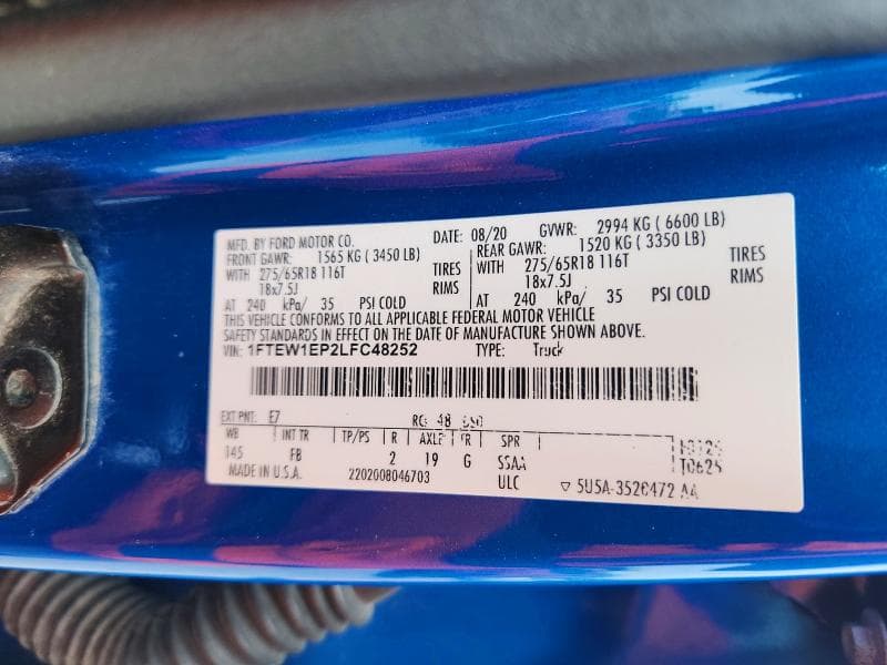 2020 FORD F150 SUPERCREW 12