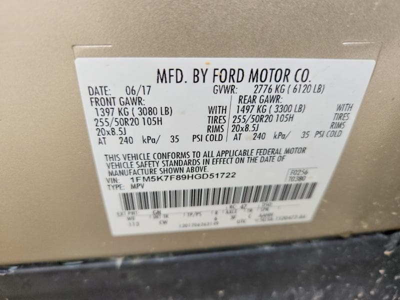 2017 FORD EXPLORER LIMITED 14