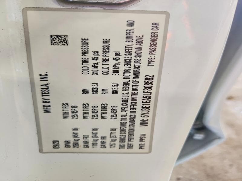 2020 TESLA MODEL 3 12