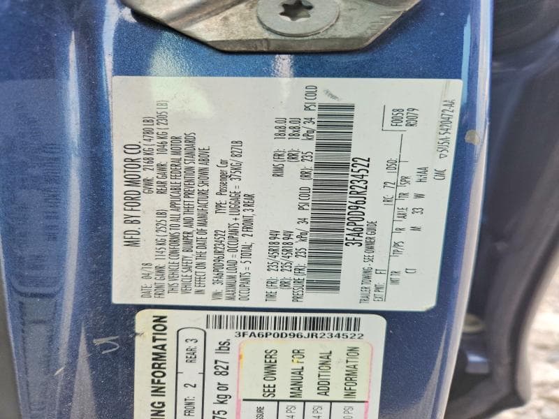 2018 FORD FUSION TITANIUM/PLATINUM 12