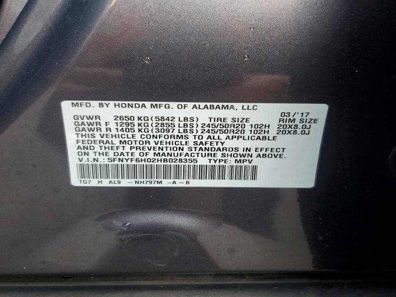 2017 HONDA PILOT ELITE 13