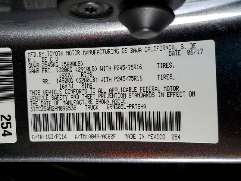 2017 TOYOTA TACOMA SR5 V6 12