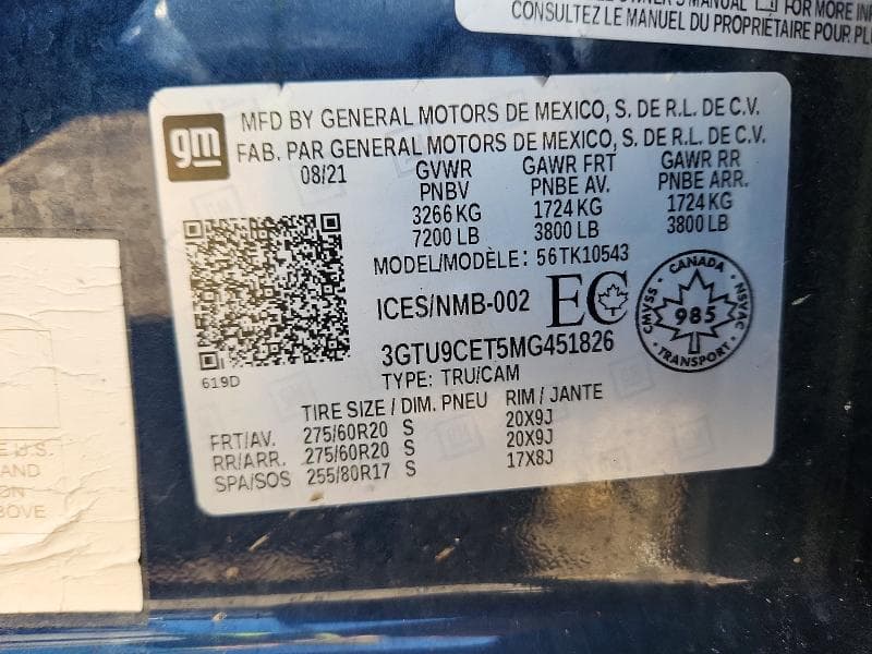 2021 GMC SIERRA K1500 ELEVATION 12
