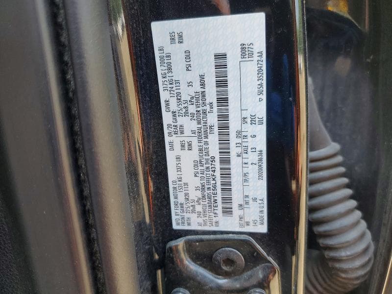 2020 FORD F150 SUPERCREW 12
