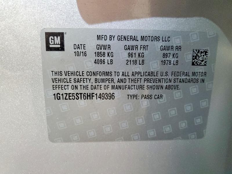 2017 CHEVROLET MALIBU LT 12