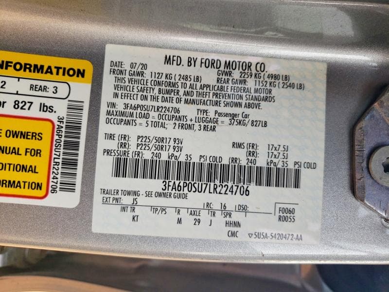 2020 FORD FUSION TITANIUM 12