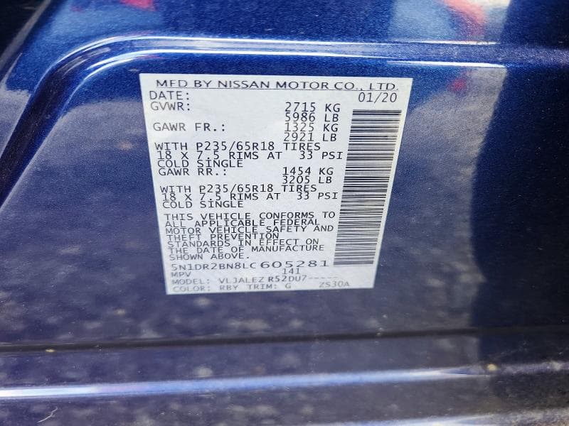 2020 NISSAN PATHFINDER SV 13