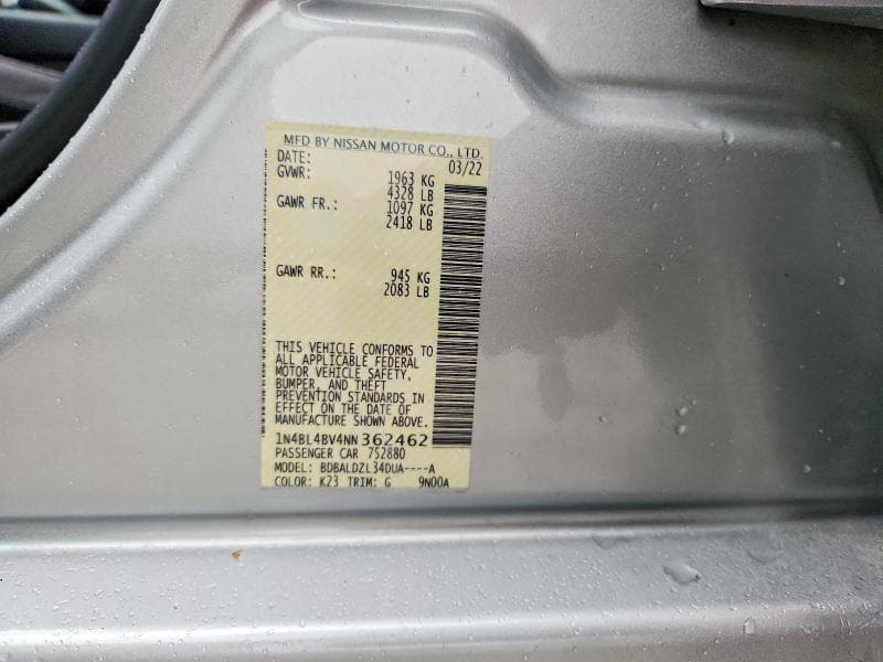 2022 NISSAN ALTIMA S S 12
