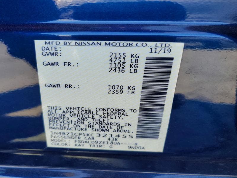 2019 NISSAN LEAF SV PLUS 13