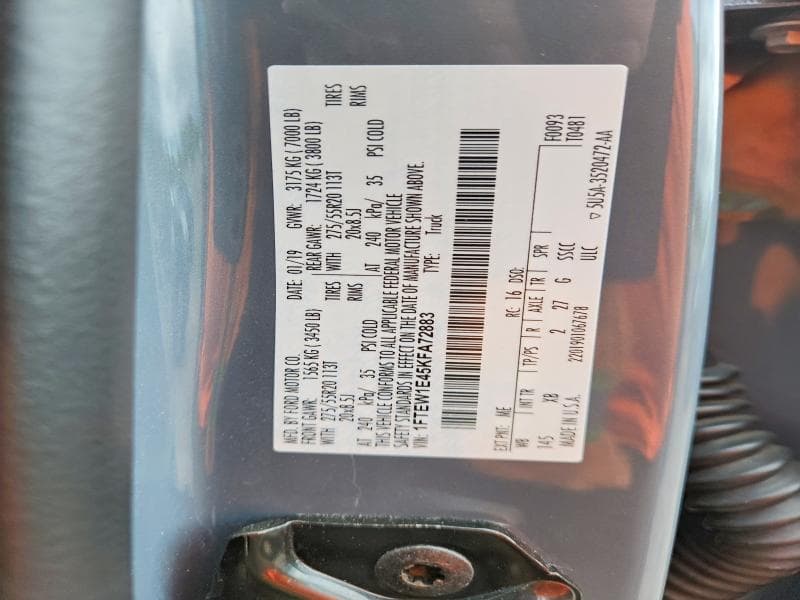 2019 FORD F150 SUPERCREW 12