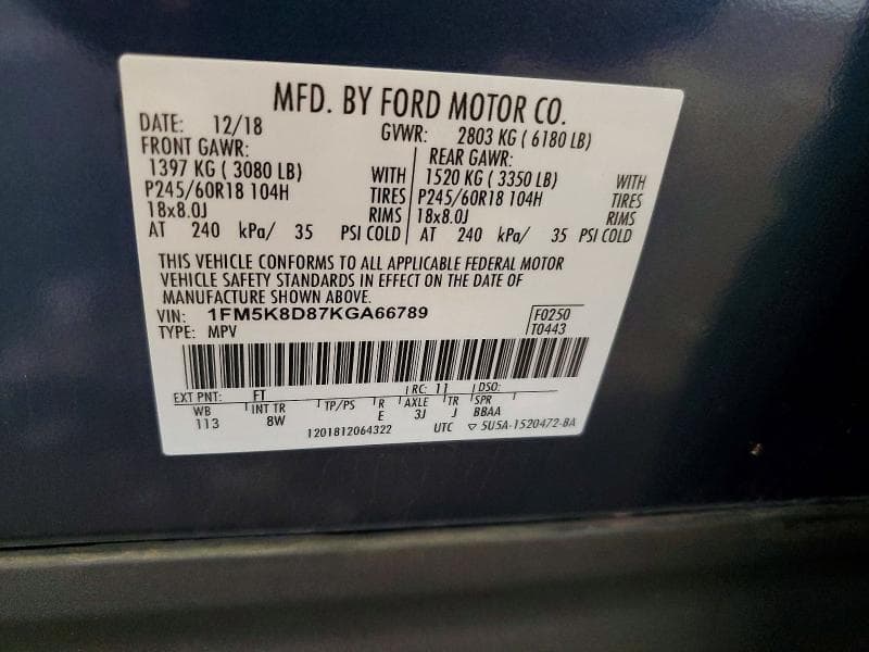 2019 FORD EXPLORER XLT 13