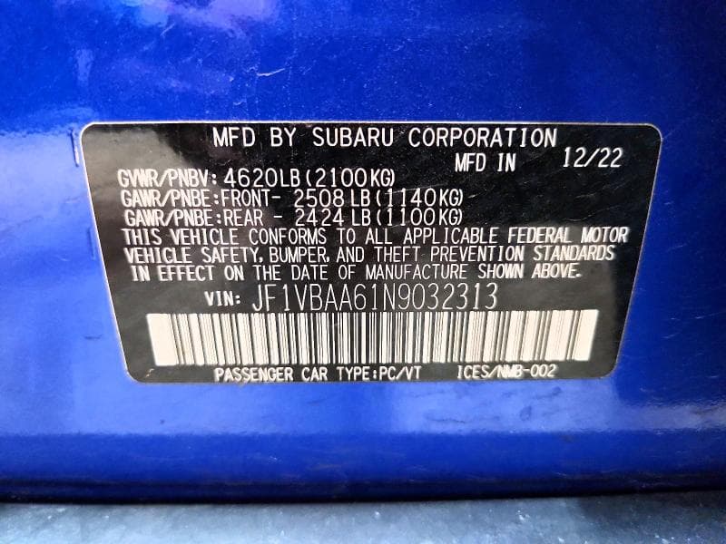 2022 SUBARU WRX 13