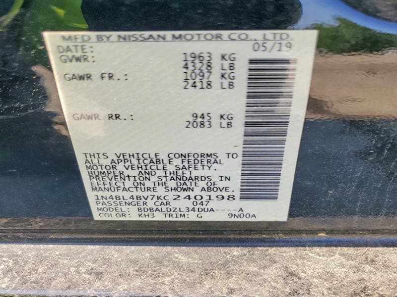 2019 NISSAN ALTIMA S 12