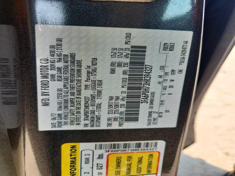 2017 FORD FUSION SE 12