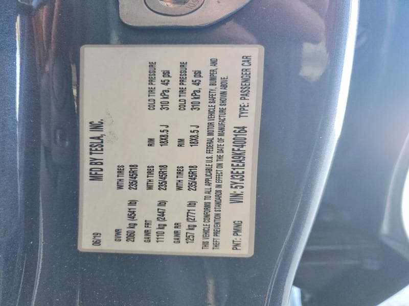 2019 TESLA MODEL 3 12